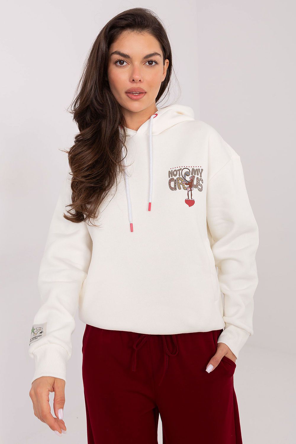 Women's Grey, White, and Pink Sweatshirt back view