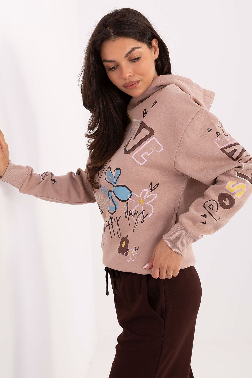 Women's Pink and Navy Blue Sweatshirt side view