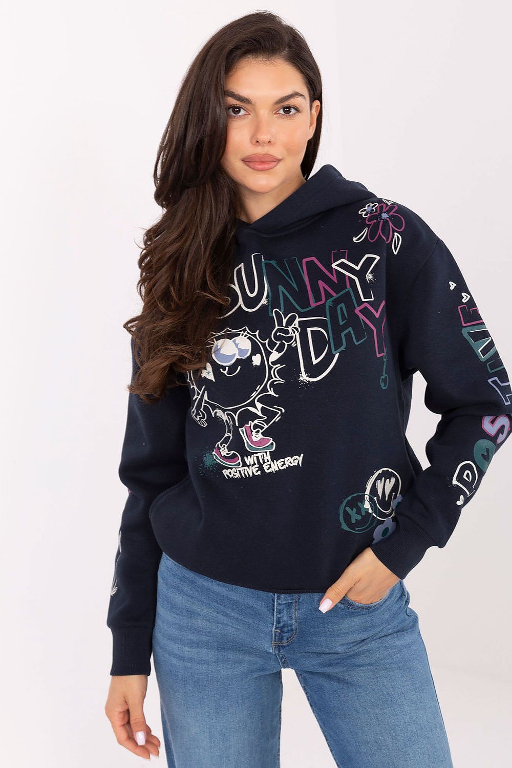 Women's Pink and Navy Blue Sweatshirt back view