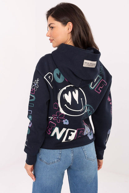 Women's Pink and Navy Blue Sweatshirt view 6