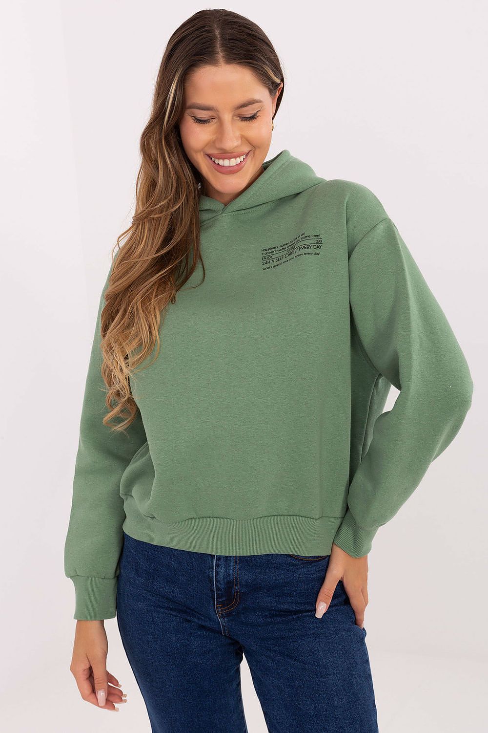 Women's Green, Black, and Grey Sweatshirt front view