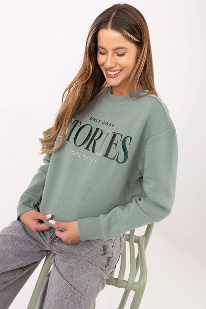 Women's Green, White, and Red Sweatshirt front view