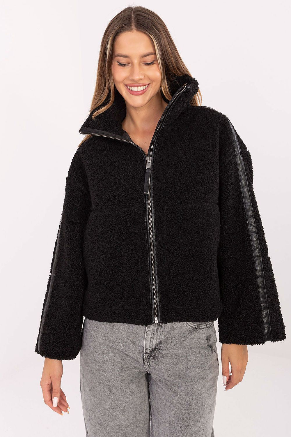 black long sleeve jacket front view