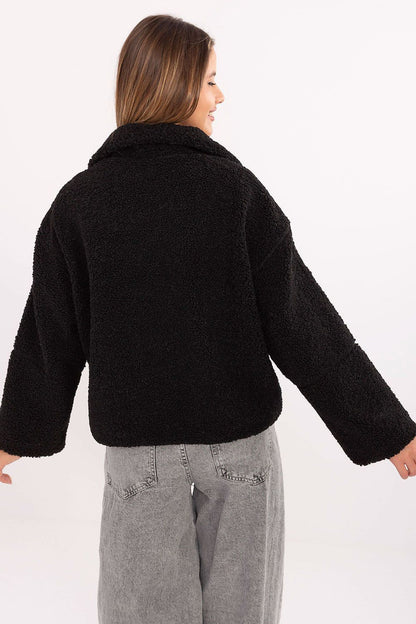 black long sleeve jacket detail view