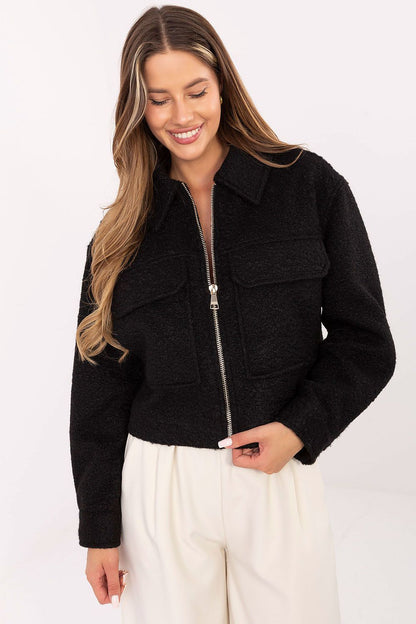 black long sleeve jacket front view