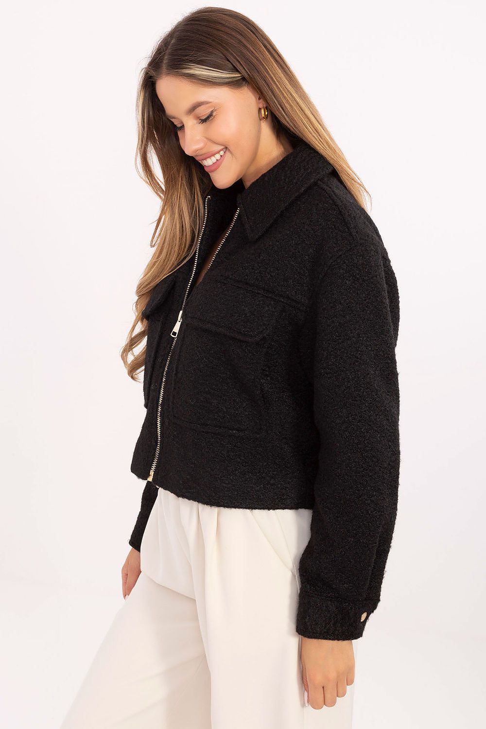 black long sleeve jacket alternate angle