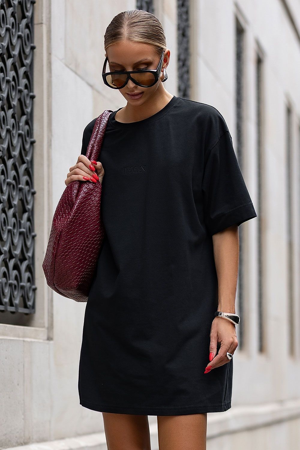 brown mini day dress detail view