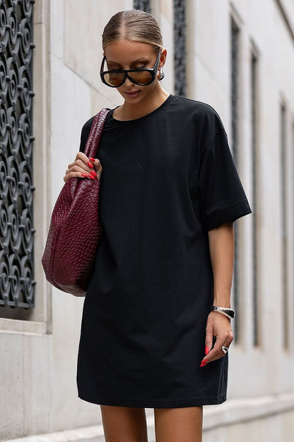 brown mini day dress detail view