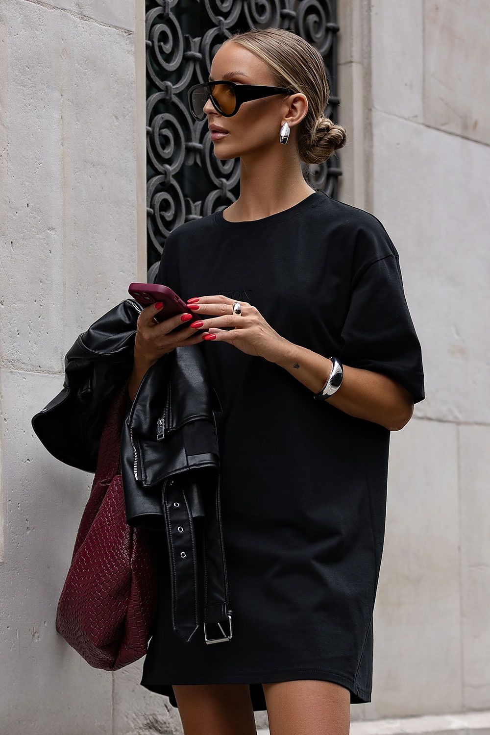 brown mini day dress side view