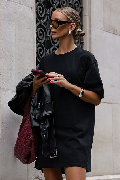 brown mini day dress side view