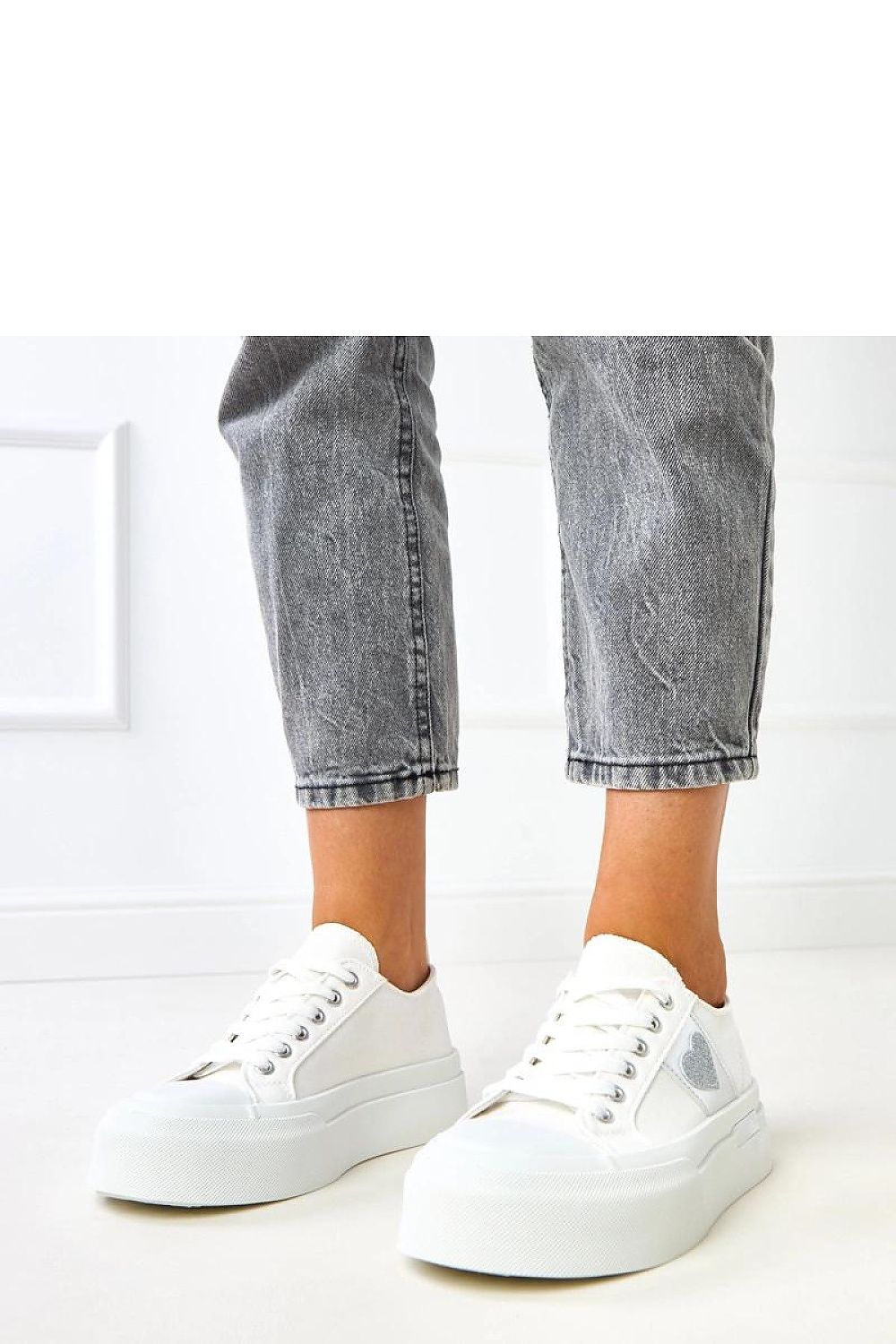 white lace sport shoes front view