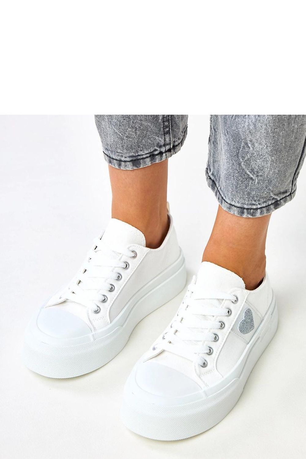 white lace sport shoes back view