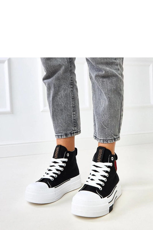 black lace sneakers front view