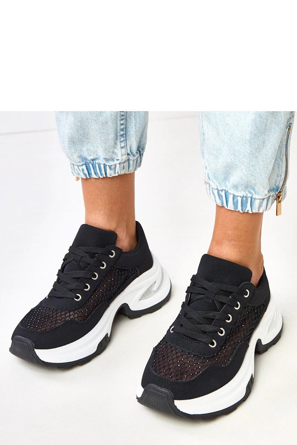 black lace sport shoes back view