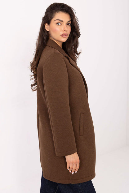 brown long sleeve coat alternate angle