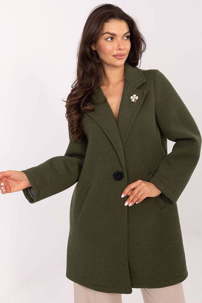 brown long sleeve coat back view