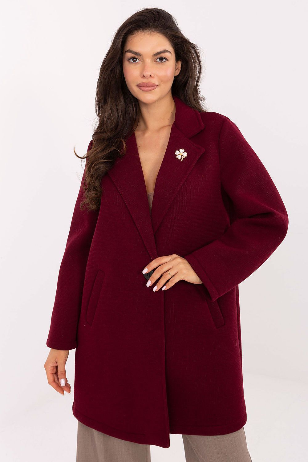 brown long sleeve coat view 7