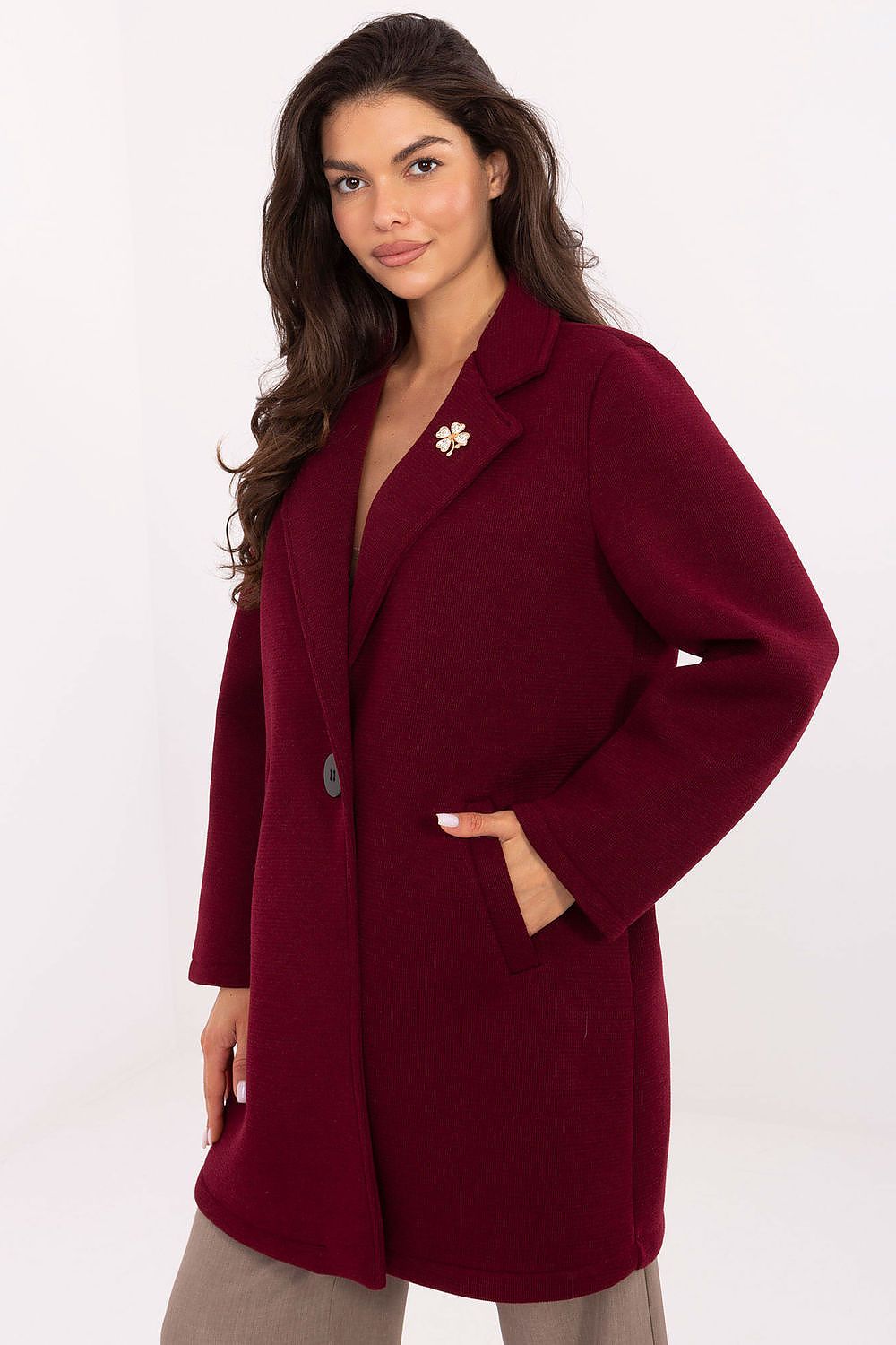 brown long sleeve coat view 8