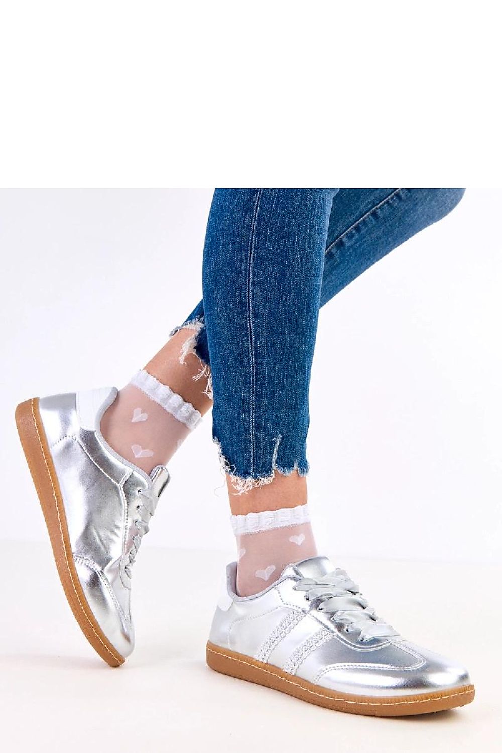 grey lace satin sport shoes alternate angle