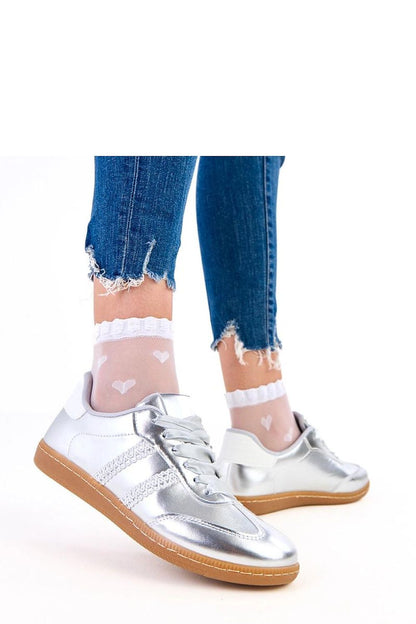 grey lace satin sport shoes detail view