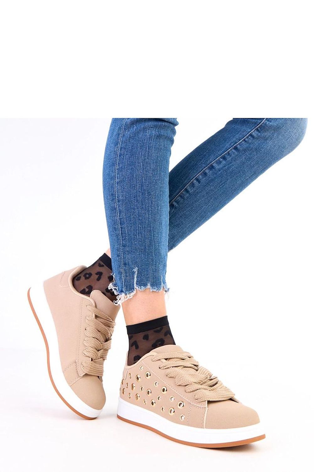 navy blue lace sport shoes side view