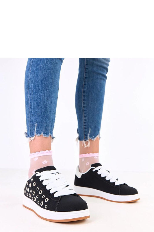 black lace sport shoes front view