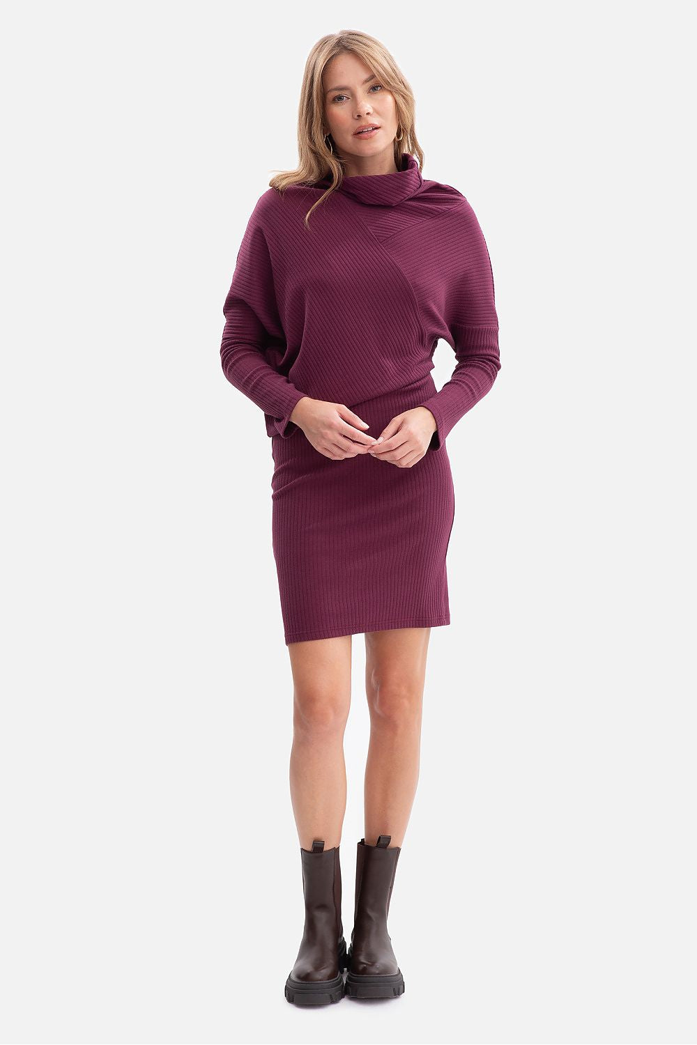 violet wrap ribbed day dress alternate angle