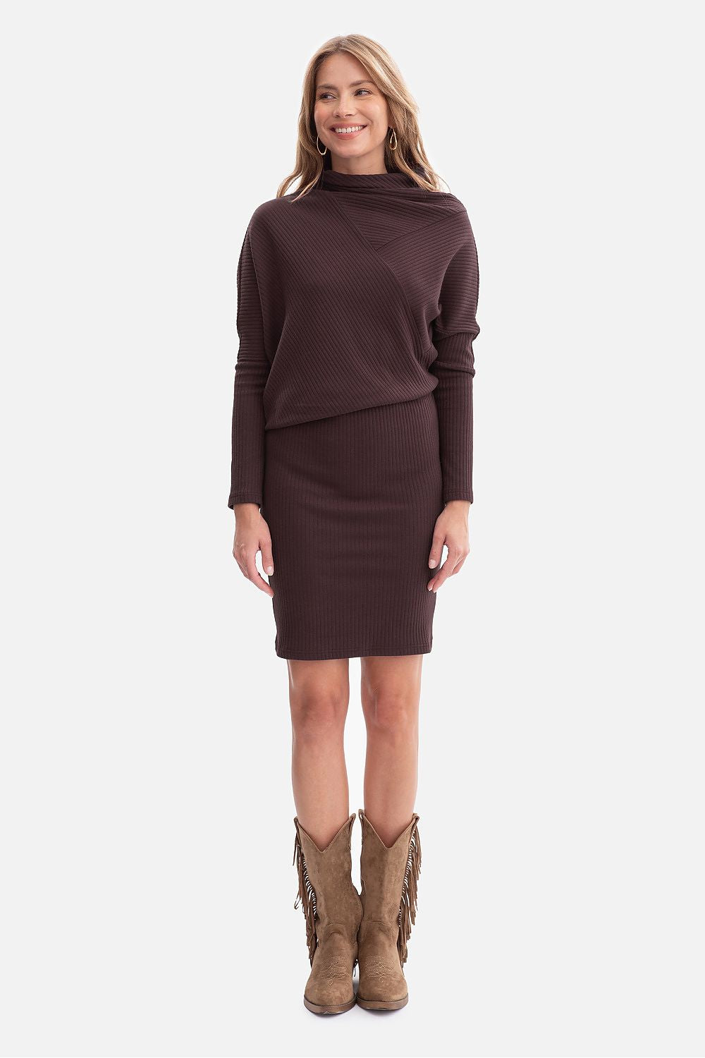 violet wrap ribbed day dress view 8