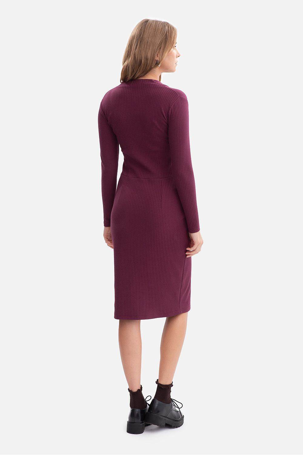 violet ribbed sleeveless day dress alternate angle