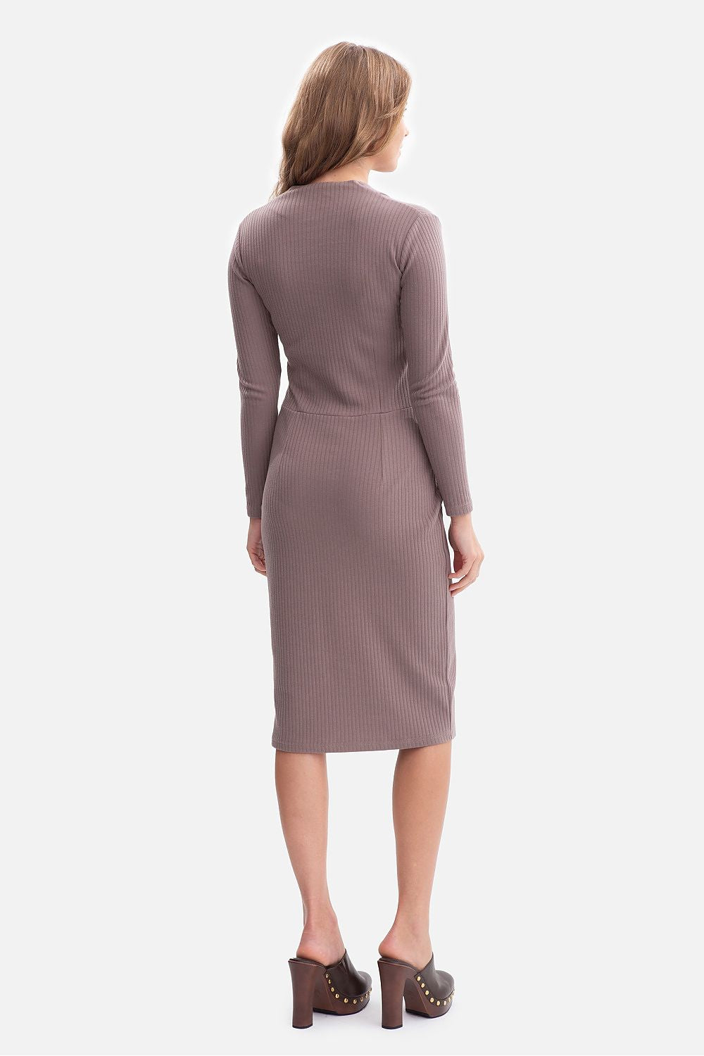 violet ribbed sleeveless day dress back view