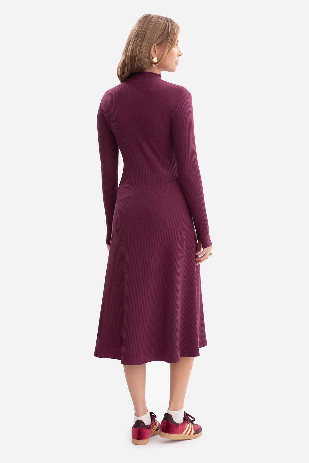 violet ribbed mini day dress alternate angle