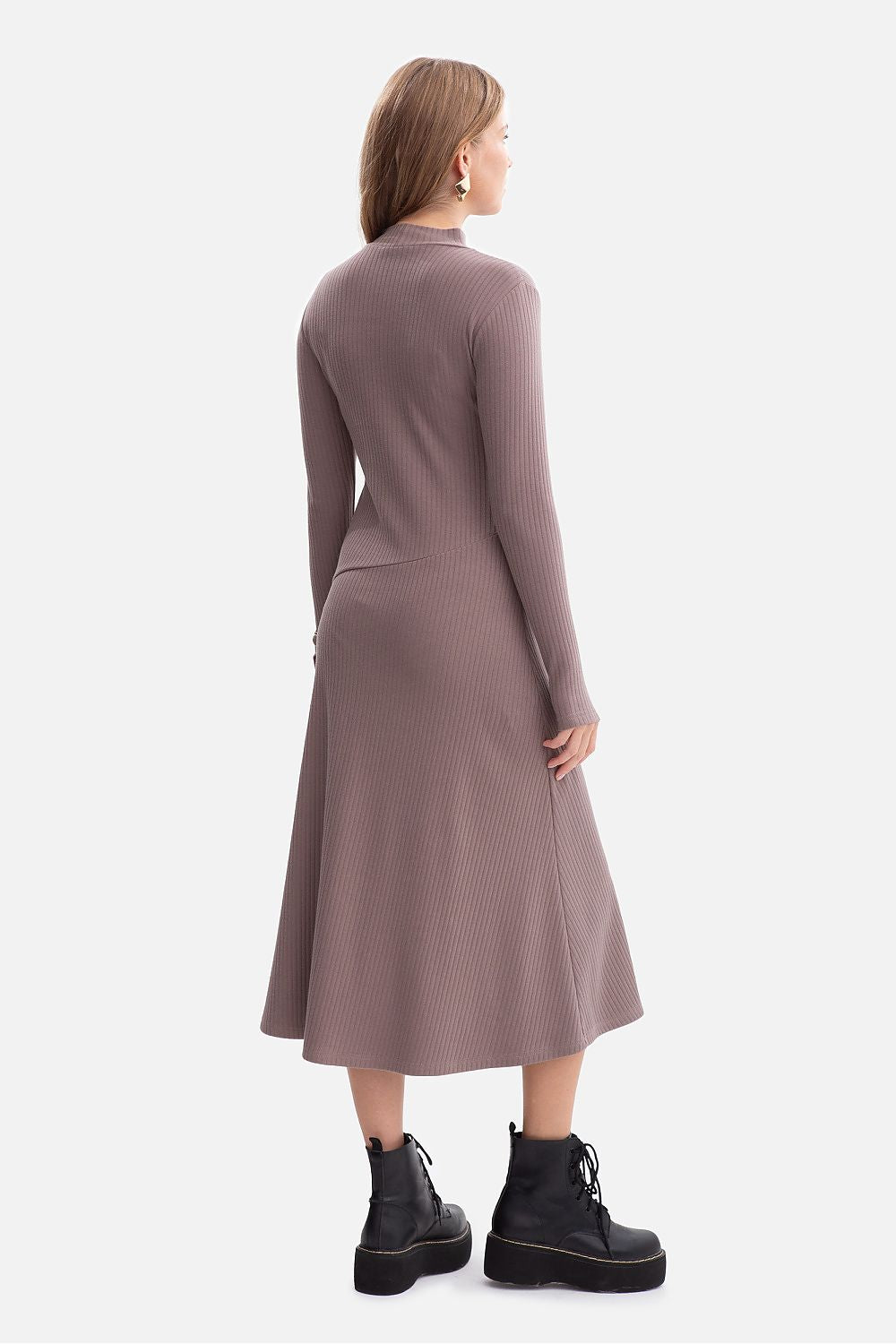 violet ribbed mini day dress back view