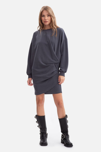 grey long sleeve day dress alternate angle