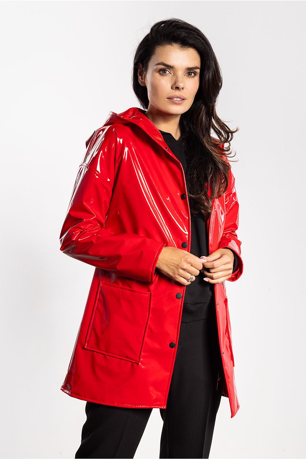 red mini jacket front view