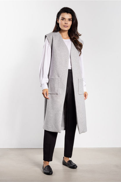 grey belted mini gilet alternate angle