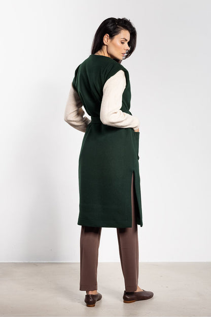 grey belted mini gilet view 10