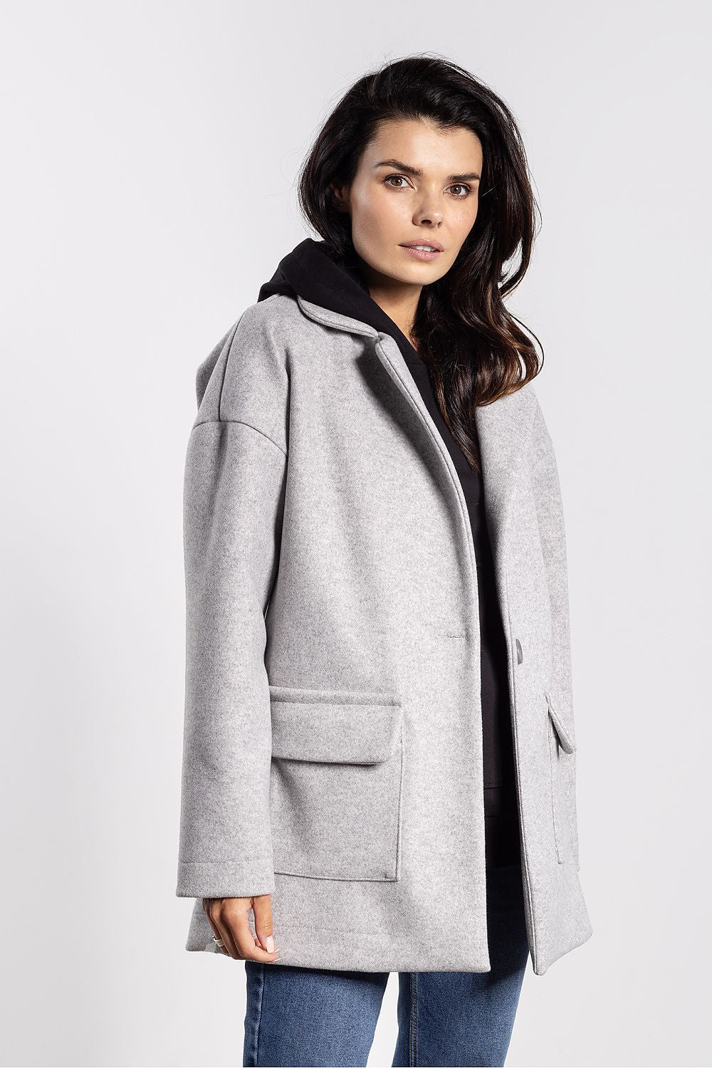 grey mini jacket front view