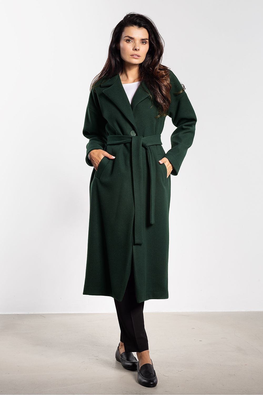 grey belted midi coat view 6