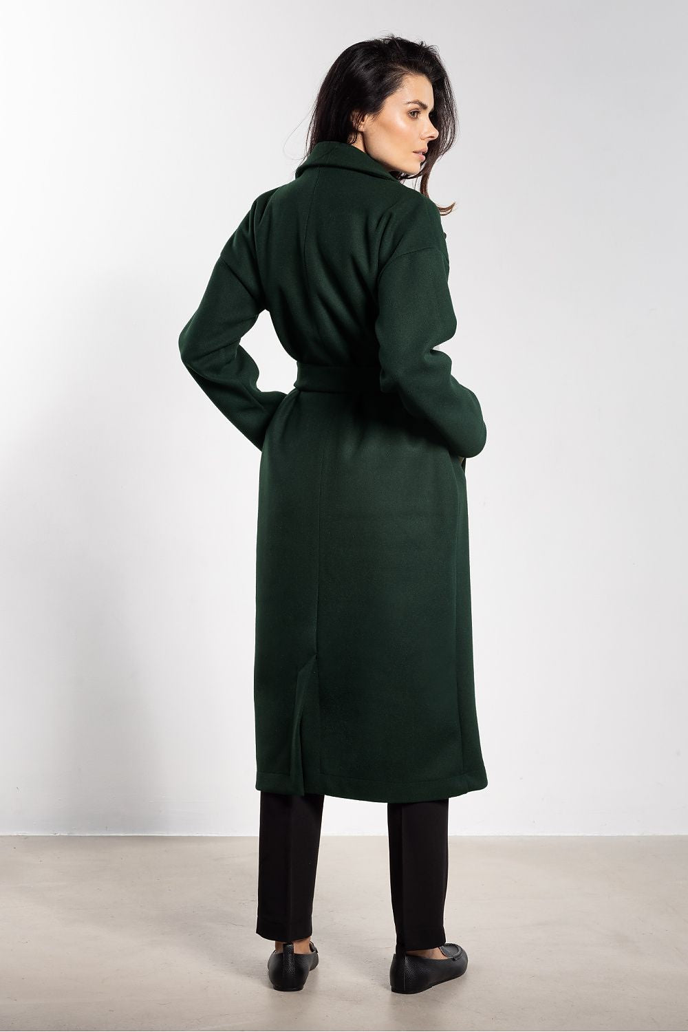 grey belted midi coat view 8