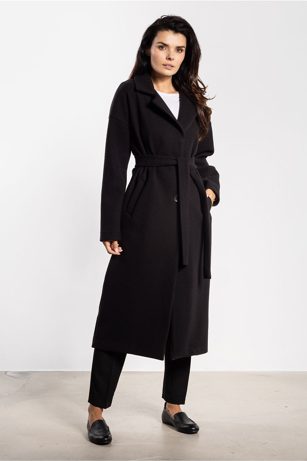 grey belted midi coat view 9