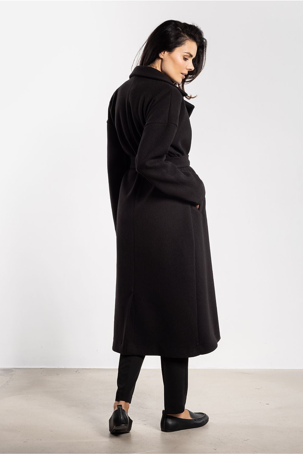 grey belted midi coat view 11