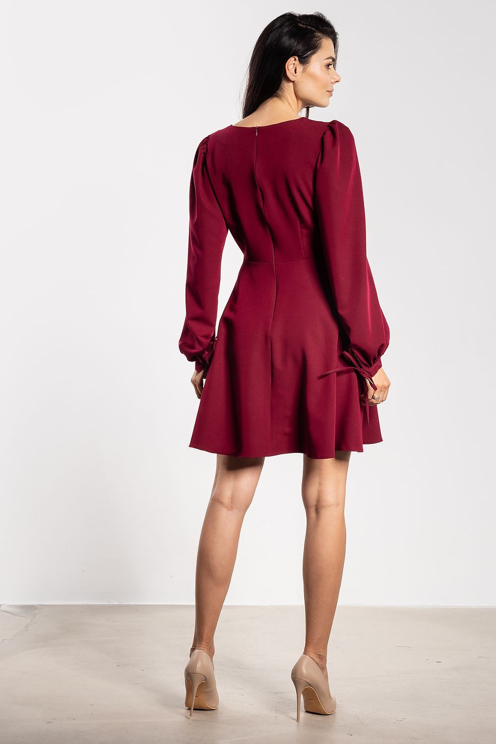 brown flared mini elegant brown flared mini dress with feminine details – perfect for day & casual wear view 6