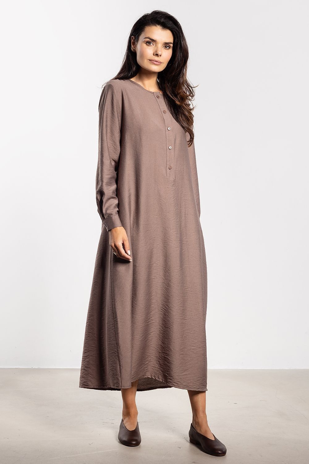 brown mini maxi day dress alternate angle