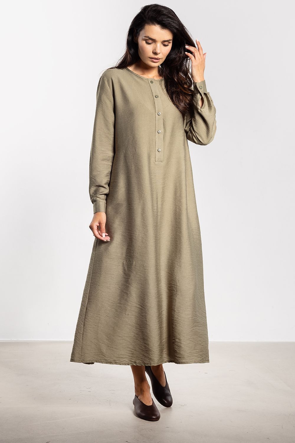 brown mini maxi day dress back view