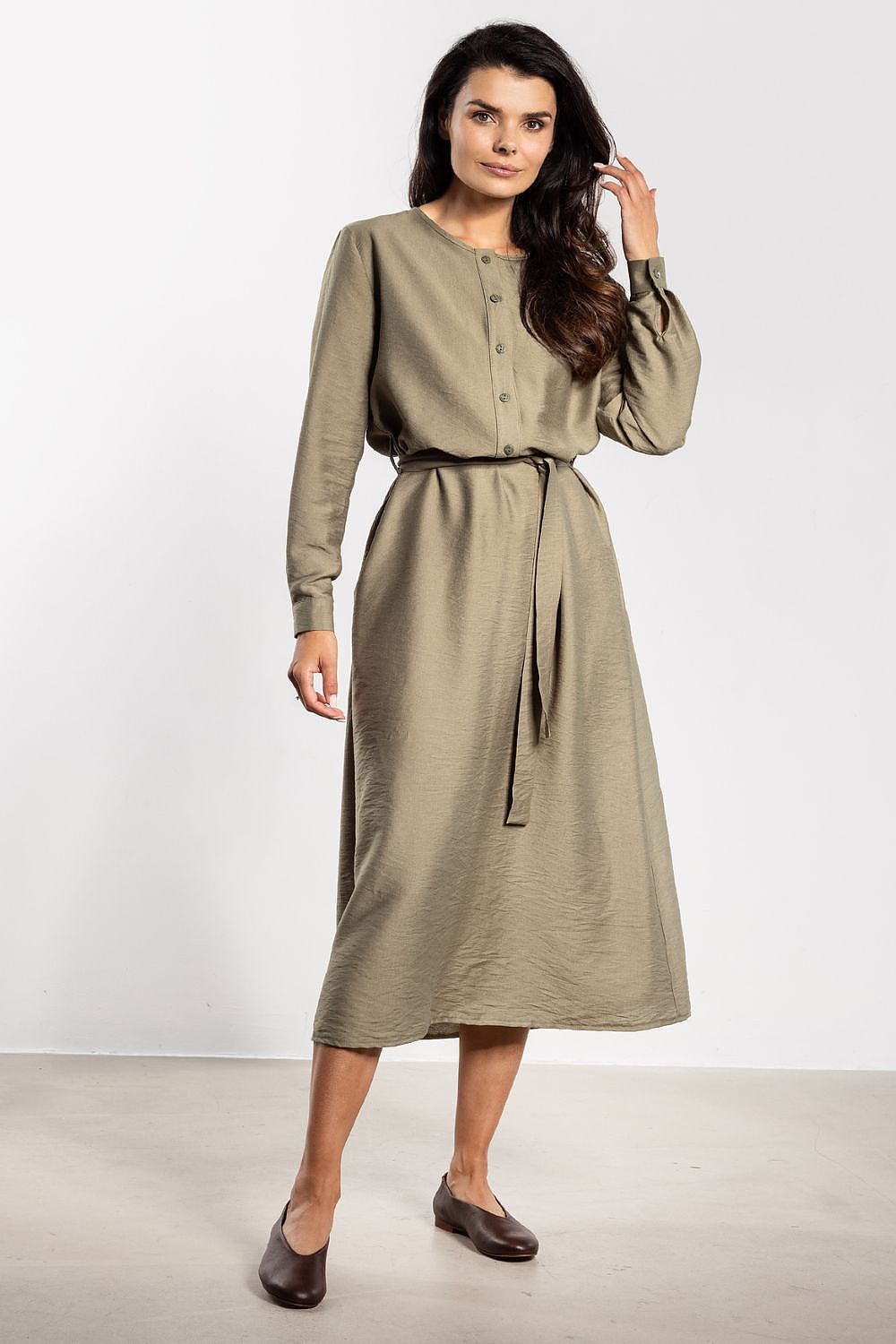 brown mini maxi day dress side view