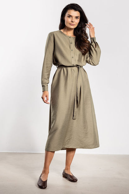 brown mini maxi day dress side view