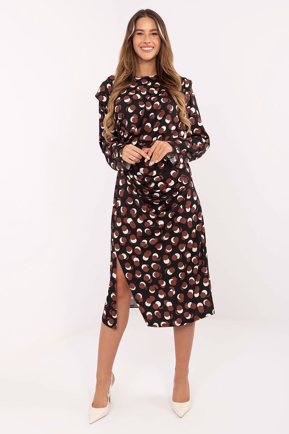 black midi day dress front view