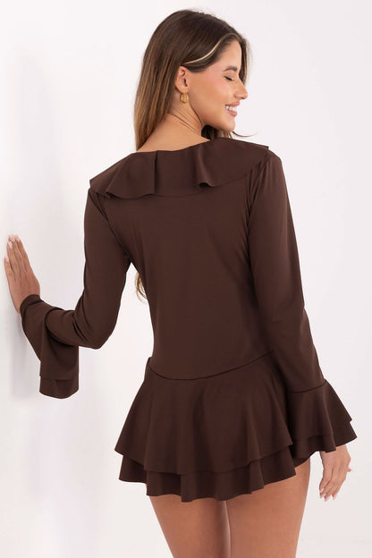 red ruffle long sleeve suit view 6