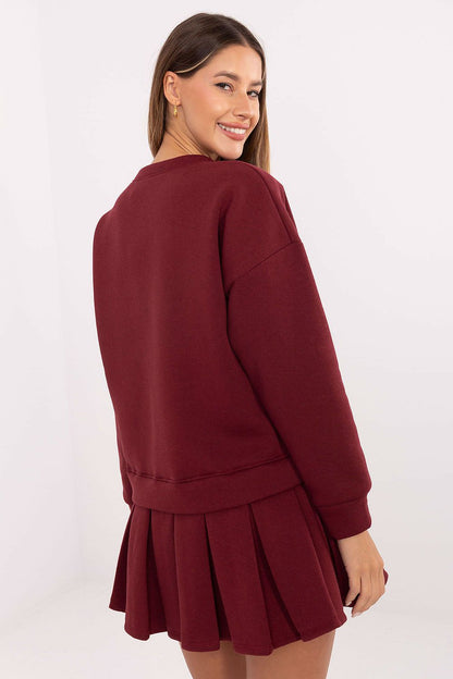 brown flared long sleeve day dress view 6