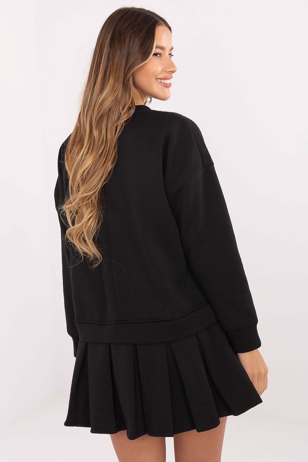 brown flared long sleeve day dress view 12